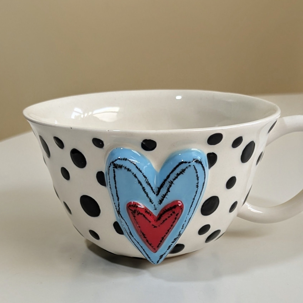 Polka Dot Mug with Heart Design